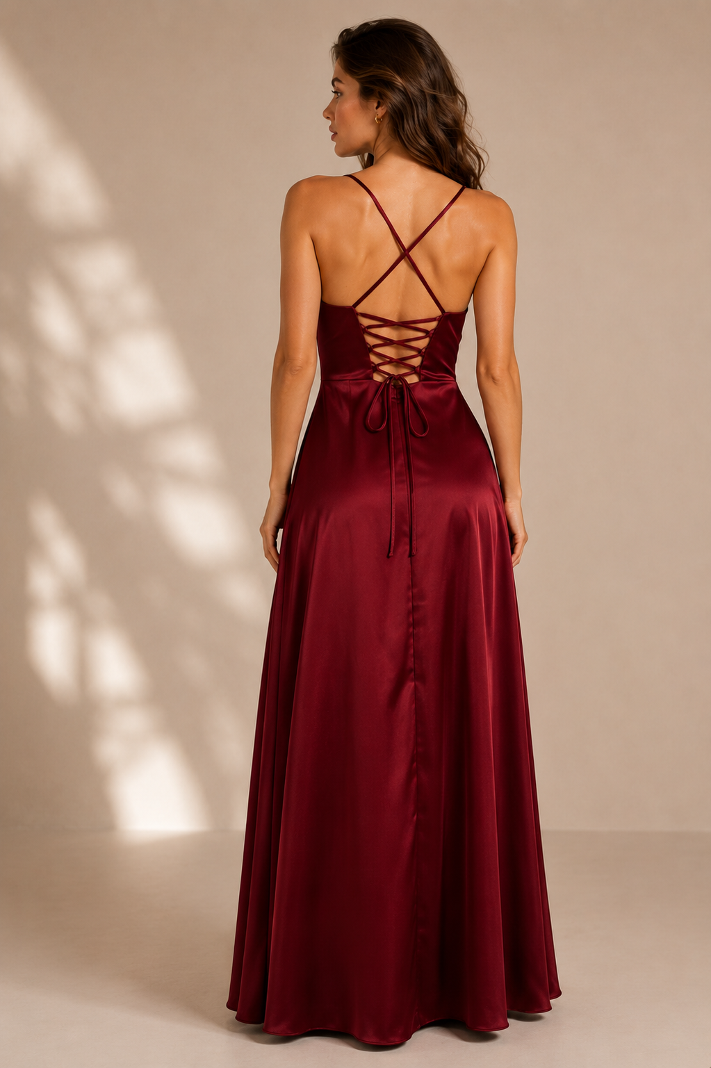 Elegant Satin Slip Maxi Dress with Side Slit for Women