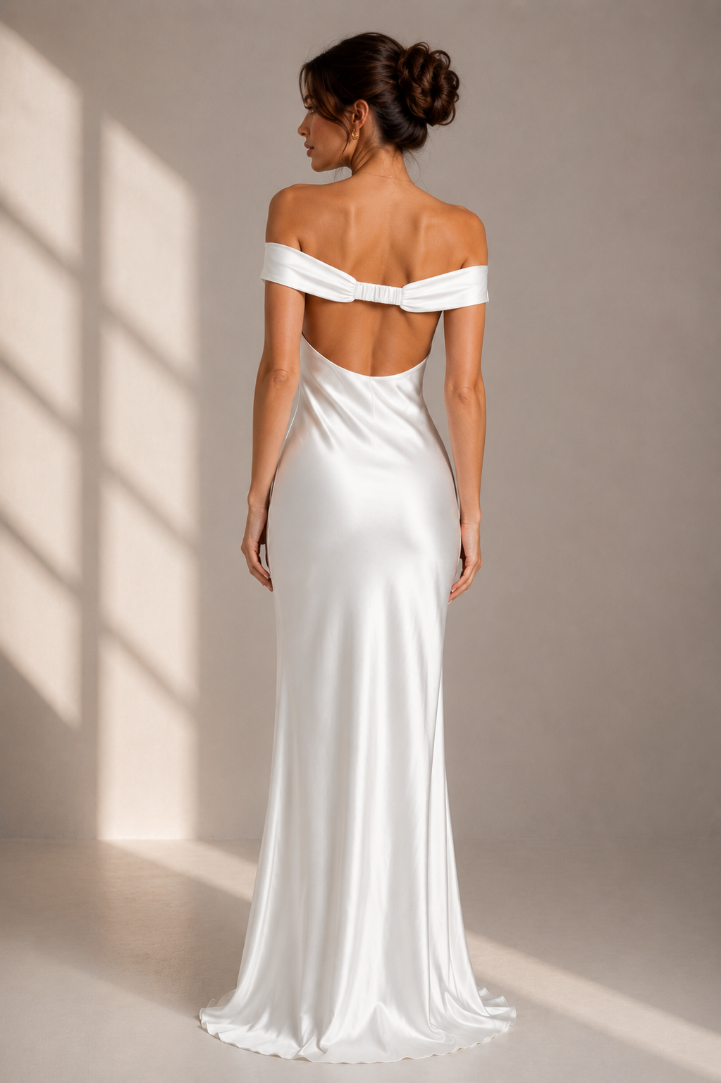 Elegant Off-Shoulder Satin Maxi Dress for Women