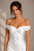 Elegant Off-Shoulder Satin Maxi Dress for Women