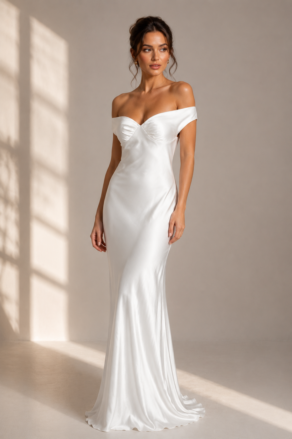 Elegant Off-Shoulder Satin Maxi Dress for Women