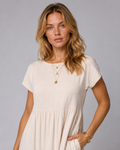 Casual Soft Cotton Midi Dress with Short Sleeves for Women