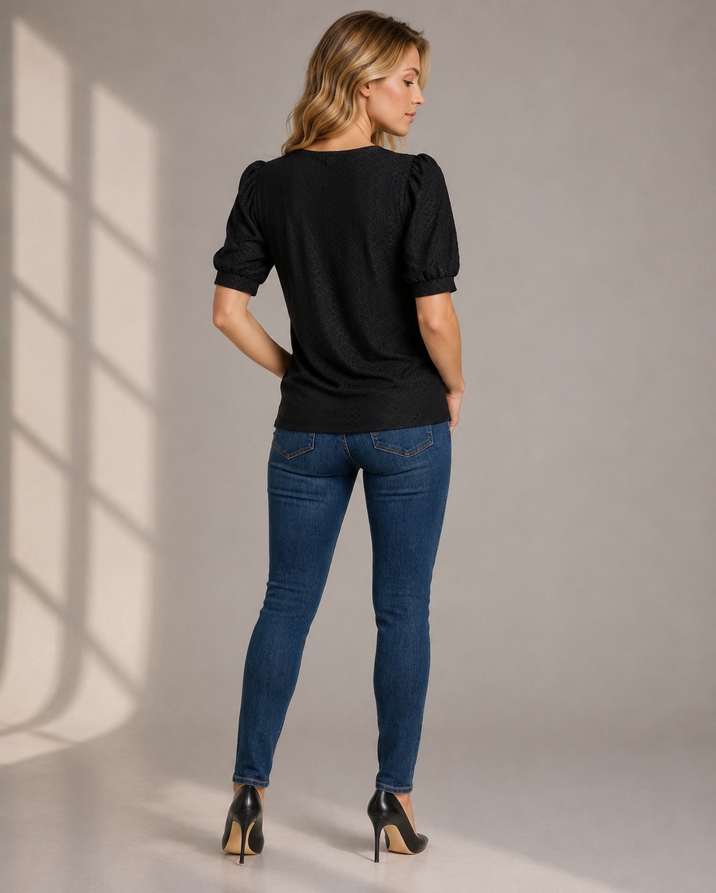 Elegant Textured Puff Sleeve Top for Women