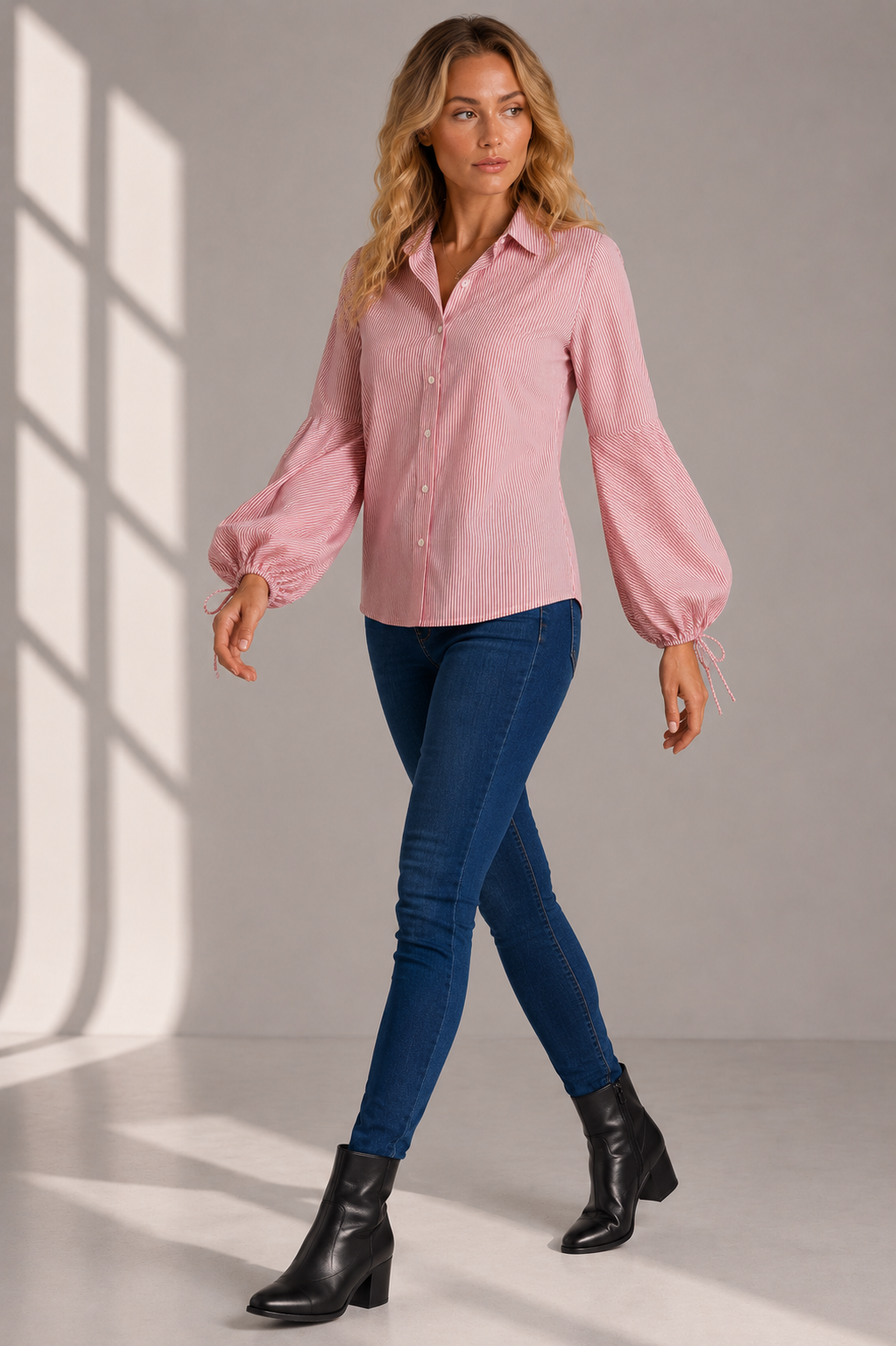 Casual Striped Button-Up Shirt for Women