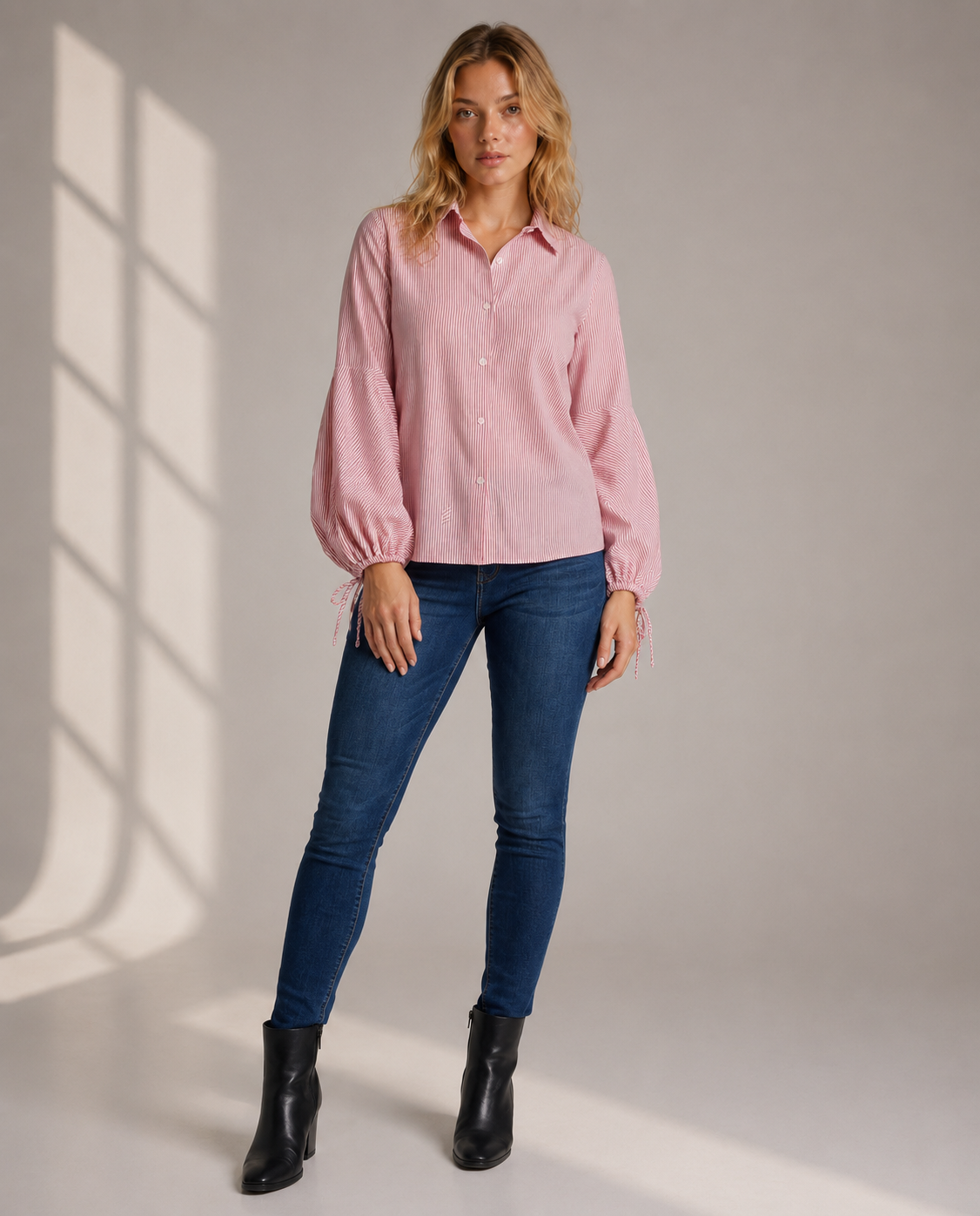 Casual Striped Button-Up Shirt for Women