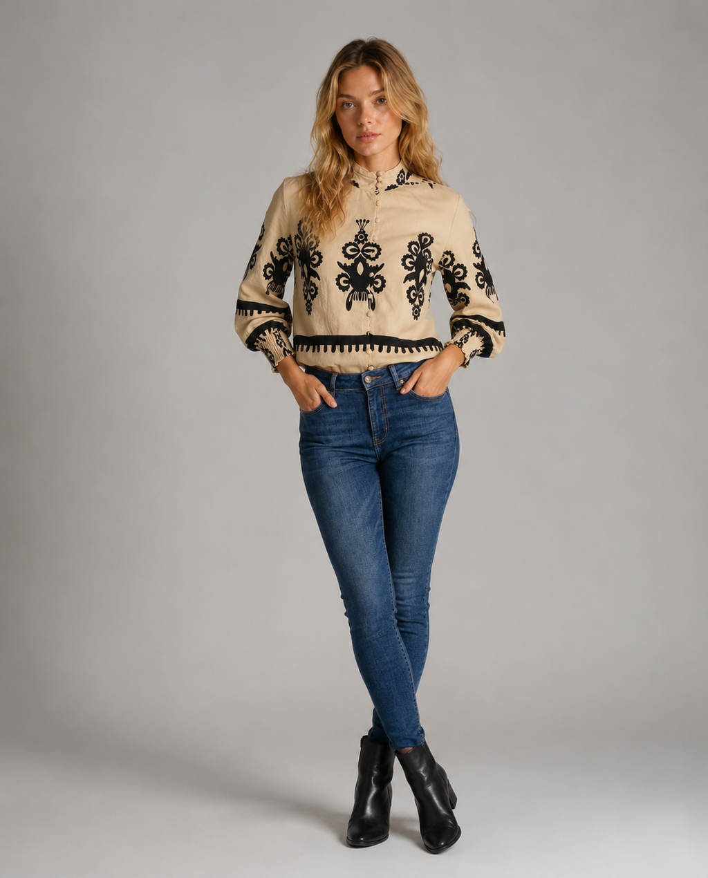 Elegant Embroidered Knit Sweater for Women