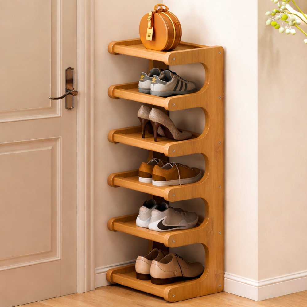 Scandinavian Bamboo Shoe Organizer - 2 to 6 Tier Storage | Ridorn-Shoe Storage-Ridorn