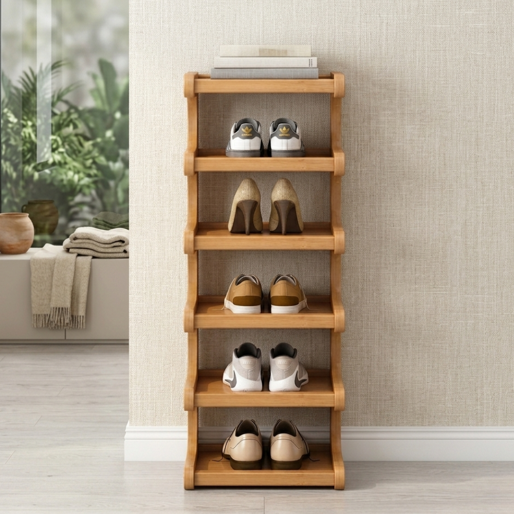 Scandinavian Bamboo Shoe Organizer - 2 to 6 Tier Storage | Ridorn-Shoe Storage-Ridorn