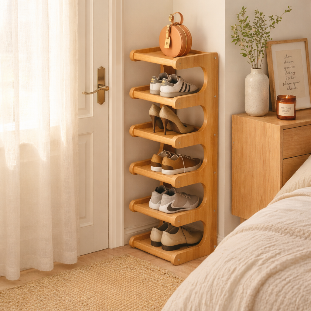 Scandinavian Bamboo Shoe Organizer - 2 to 6 Tier Storage | Ridorn-Shoe Storage-Ridorn