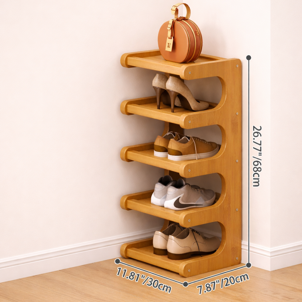 Scandinavian Bamboo Shoe Organizer - 2 to 6 Tier Storage | Ridorn-Shoe Storage-Ridorn