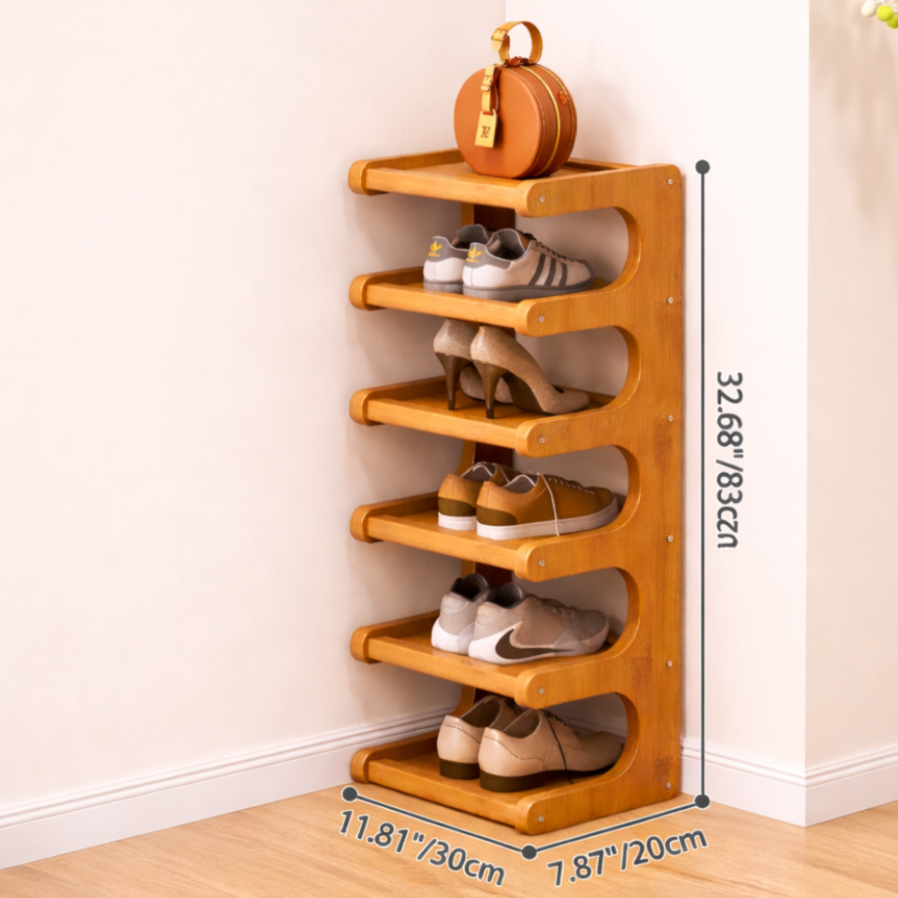 Scandinavian Bamboo Shoe Organizer - 2 to 6 Tier Storage | Ridorn-Shoe Storage-Ridorn